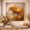Floral Fire Horse – Ember Bloom Wall Art