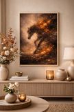 Running Fire Horse – Floral Ember Wall Art
