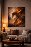 Running Fire Horse – Floral Ember Wall Art