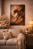 Dark Floral Fire Horse Wood Print – Dark Bloom Wall Decor