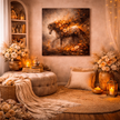 Dark Floral Fire Horse Wood Print – Fiery Bloom Wall Decor
