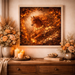 Fiery Floral Horse Canvas – Ember Bloom Wall Decor