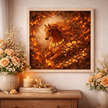 Fiery Floral Horse Wall Art – Ember Bloom Wall Decor