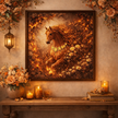 Fiery Floral Horse Wall Art – Ember Bloom Wall Decor