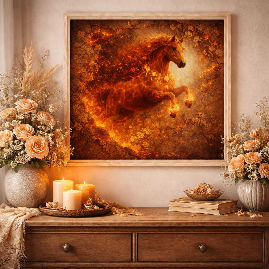 Lava Fire Horse Canvas – Molten Ember Wall Decor