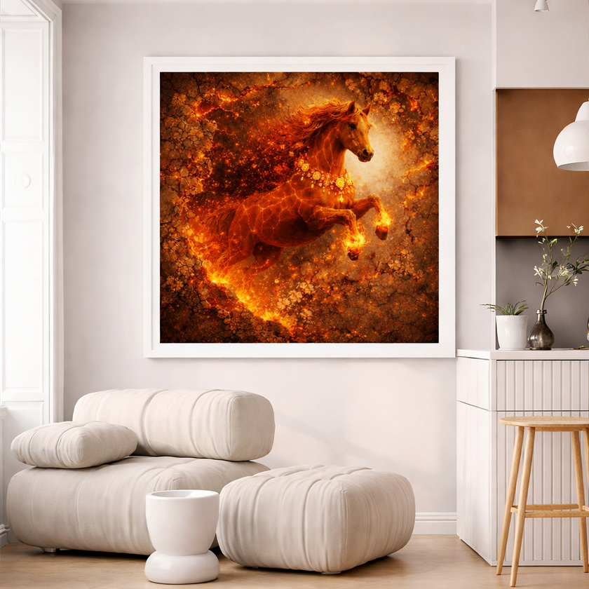 Lava Fire Horse Wall Art – Fantasy Ember Wall Decor