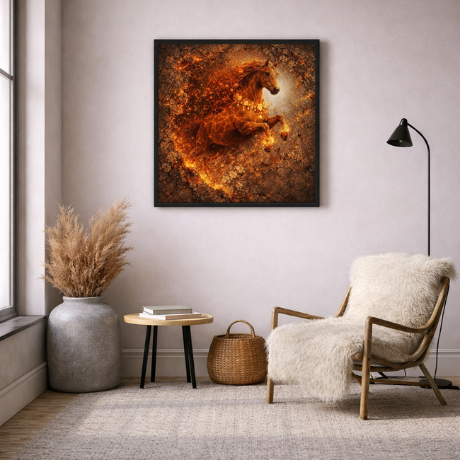 Lava Fire Horse Wall Art – Fantasy Ember Wall Decor