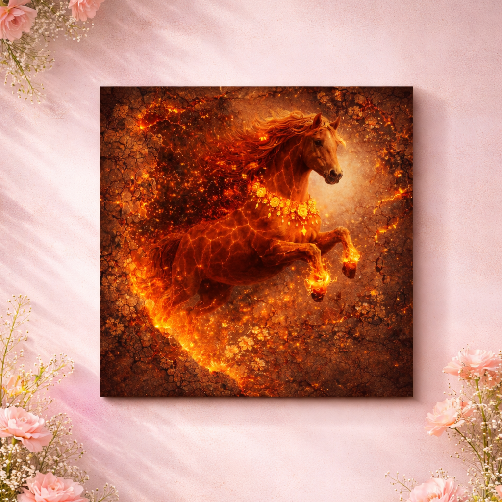 Lava Fire Horse Wall Art – Fantasy Ember Wall Decor