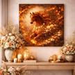 Fiery Horse Wood Print – Blazing Ember Wall Decor