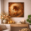 Flame Heart Horse Wood Print – Ember Bloom Wall Decor