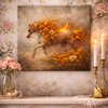 Flaming Floral Horse Canvas – Fiery Bloom Wall Art