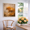 Flaming Floral Horse Canvas – Fiery Bloom Wall Art