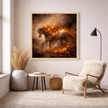 Floral Fire Horse Canvas – Dark Botanical Horse Painting