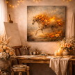 Floral Fire Horse Wood Print – Ember Bloom Wall Art
