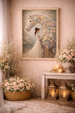 Floral Horse Canvas – Romantic Bloom Wall Decor