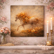 Floral Horse Canvas – Fiery Bloom Wall Decor
