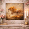 Floral Horse Canvas – Fiery Bloom Wall Decor