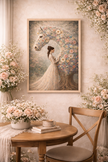 Floral Horse Wall Art – Romantic Bloom Wall Decor