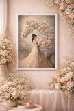 Floral Horse Wall Art – Romantic Bloom Wall Decor