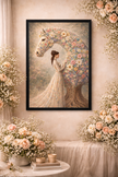 Floral Horse Wall Art – Romantic Bloom Wall Decor