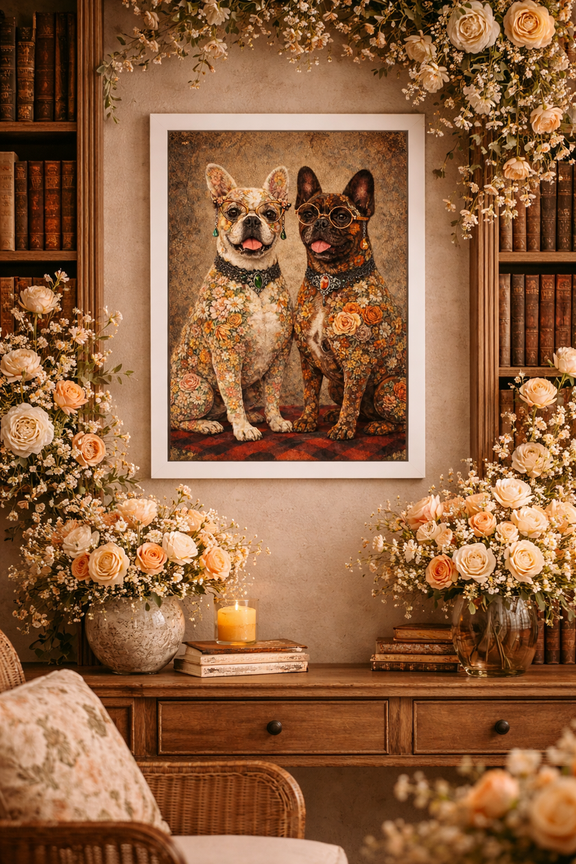French Bulldog Wall Art – Floral Dog Wall Decor