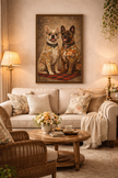 French Bulldog Canvas Art Print – Floral Dog Wall Decor