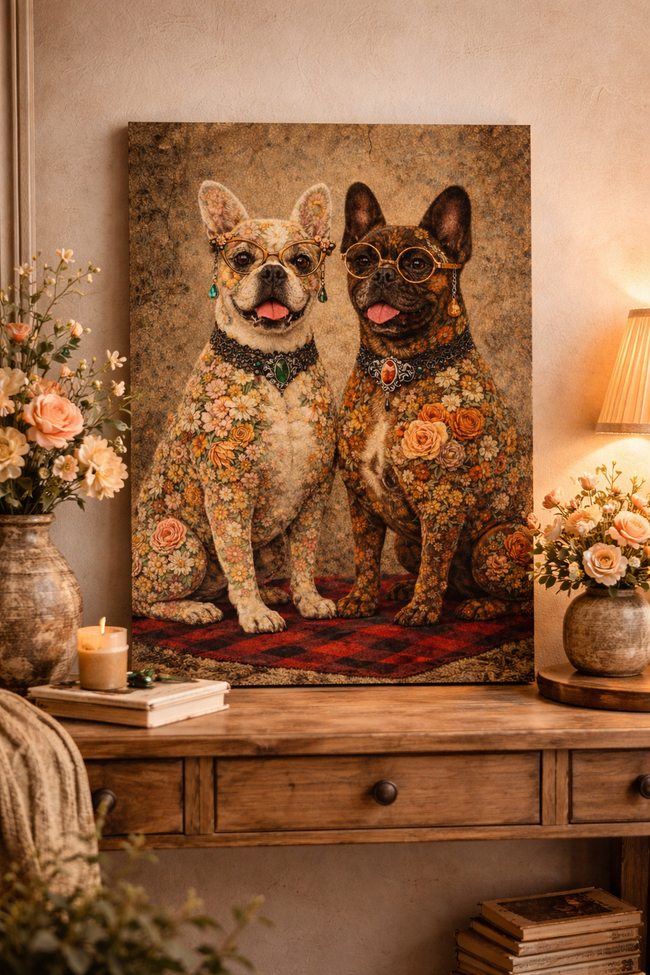 French Bulldog Wall Art – Floral Dog Wall Decor