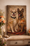 French Bulldog Canvas Art Print – Floral Dog Wall Decor