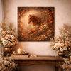 Golden Floral Fire Horse Canvas – Rustic Bloom Wall Decor