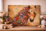 Horse Wood Wall Art – Floral Horse Decor