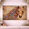Floral Horse Wall Art – Botanical Luxury Decor