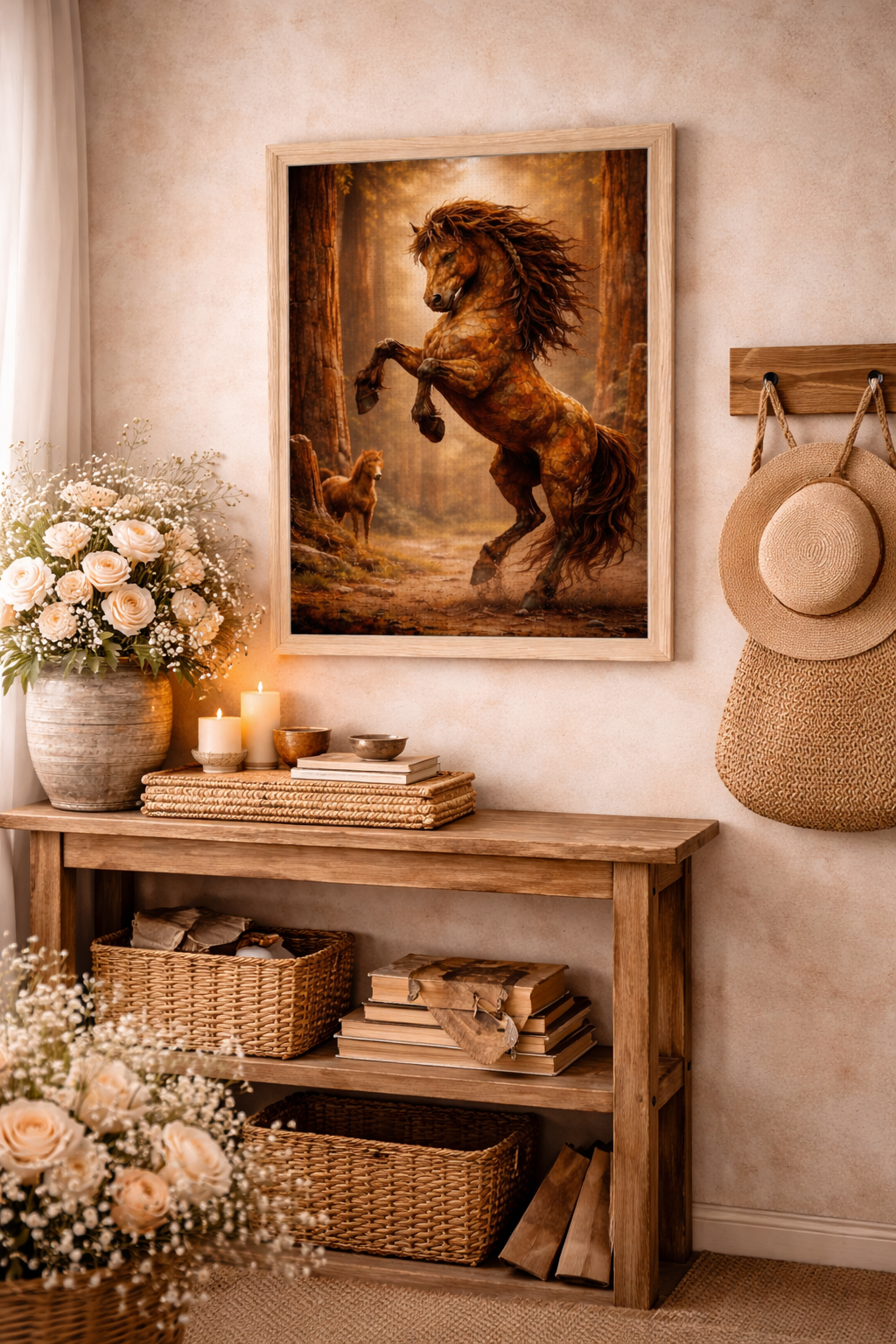 Majestic Horse Canvas – Rustic Forest Stallion Wall Decor