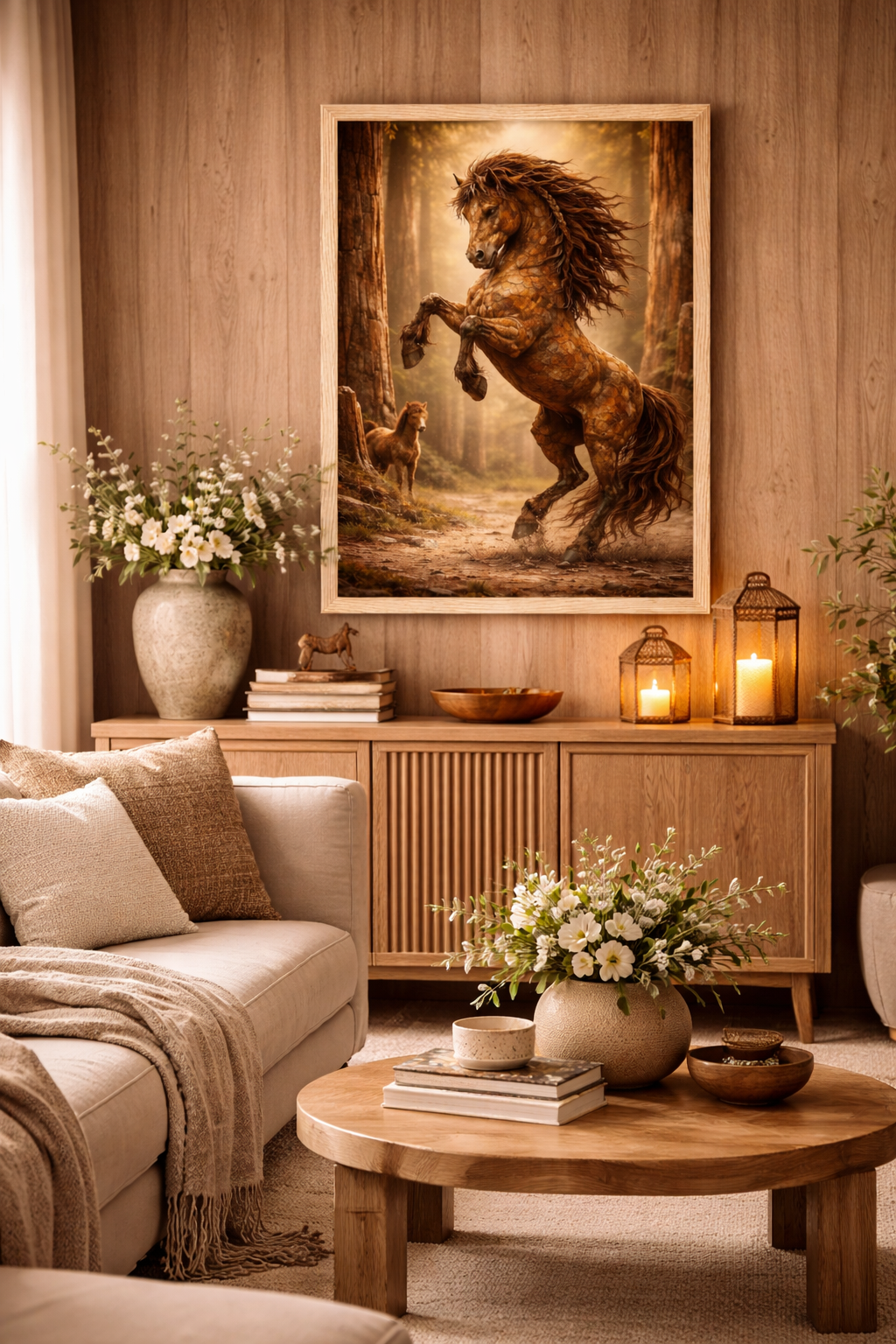 Majestic Horse Wall Art – Rustic Forest Stallion Wall Decor