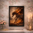 Running Fire Horse – Dark Floral Fire Horse Canvas