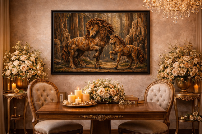 Rustic Horse Canvas – Forest Duo Wall Decor
