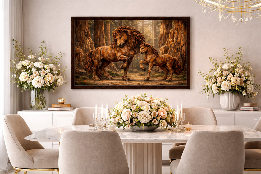 Rustic Horse Canvas – Forest Duo Wall Decor