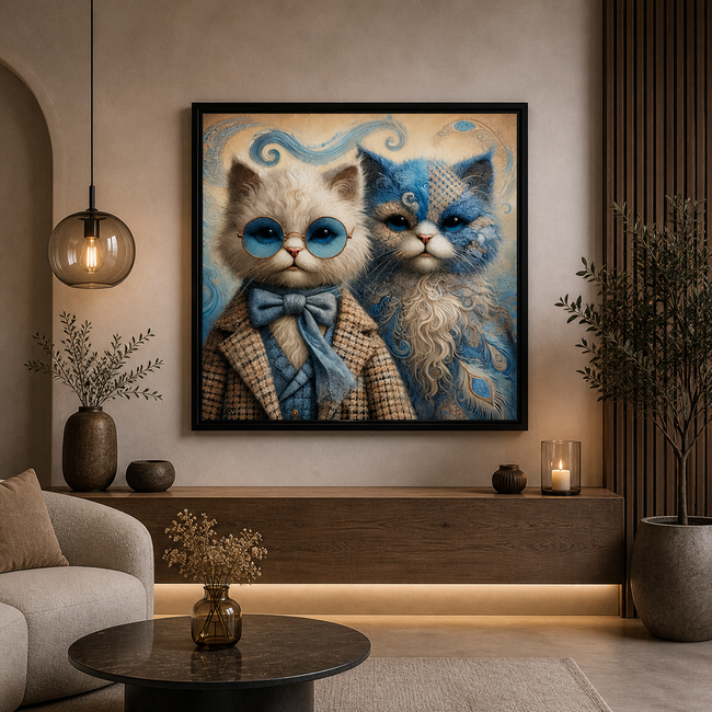 Vintage Cat Duo Wall Art – Whimsical Cat Wall Decor