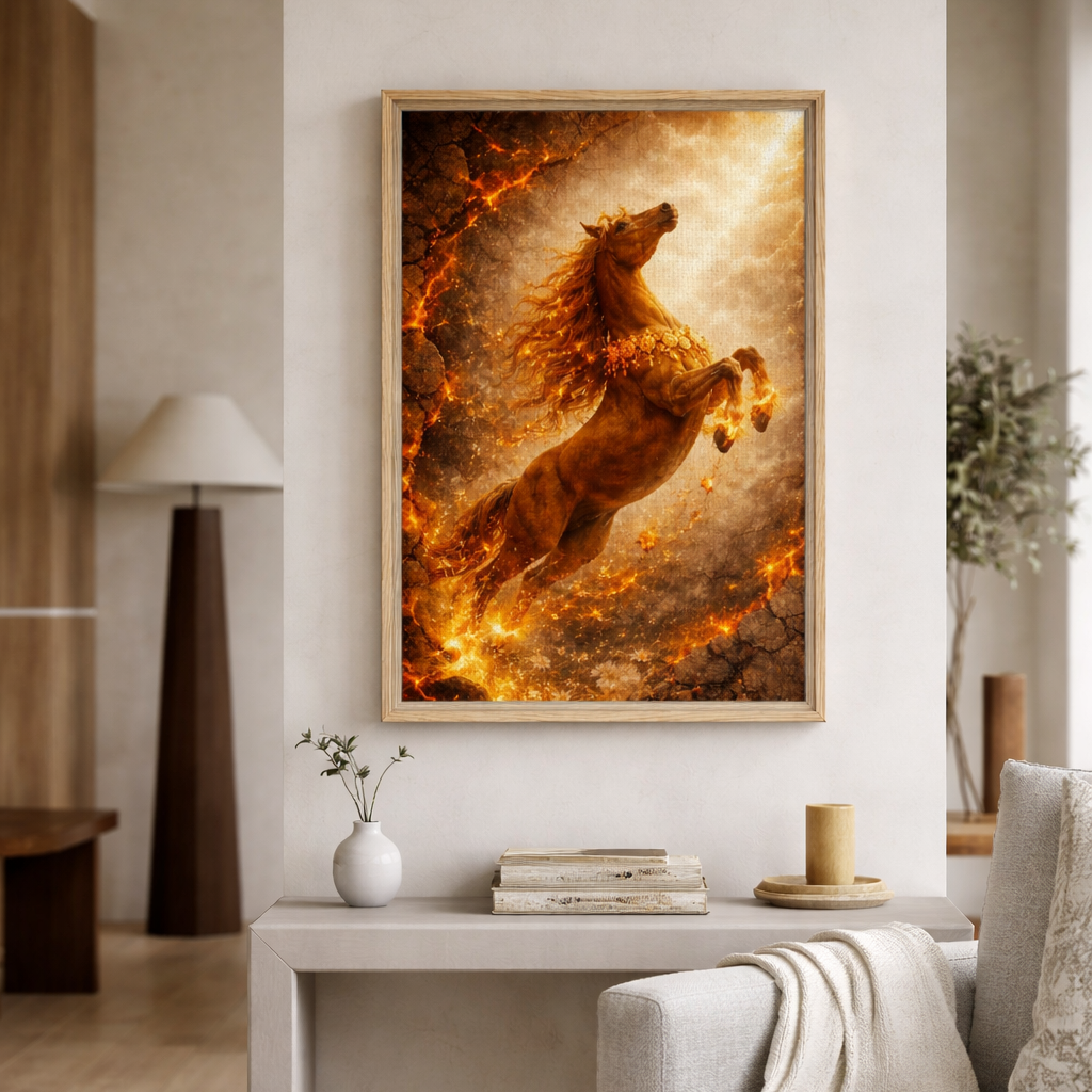 Rising Fire Horse Canvas – Fiery Ember Wall Decor