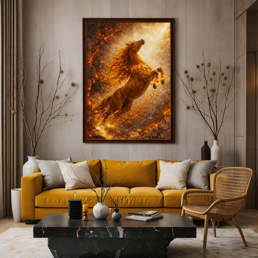 Rising Fire Horse Canvas – Fiery Ember Wall Decor